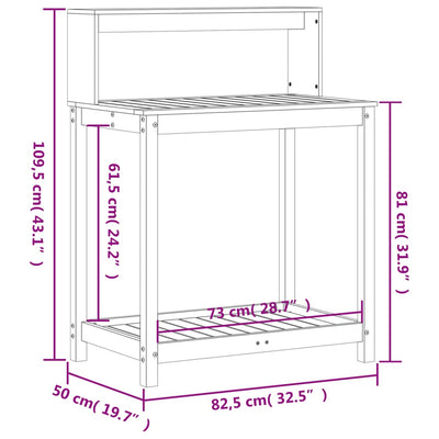 Pflanztisch mit Ablagen 82,5x50x109,5 cm Massivholz Kiefer