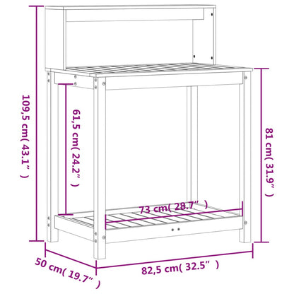 Pflanztisch mit Ablagen 82,5x50x109,5 cm Massivholz Douglasie