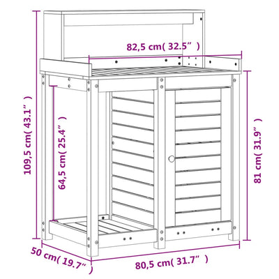 Pflanztisch mit Ablagen 82,5x50x109,5 cm Massivholz Douglasie