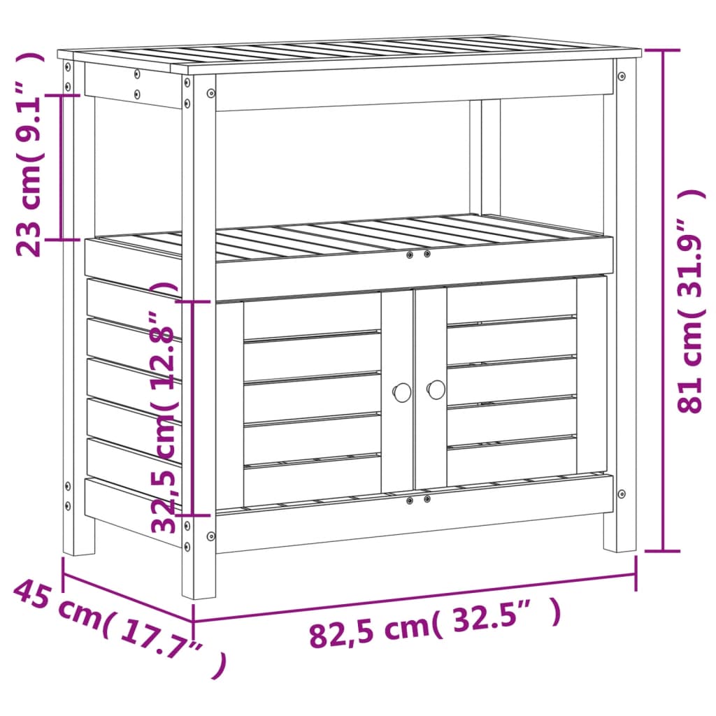 Pflanztisch mit Ablagen 82,5x45x81 cm Massivholz Douglasie