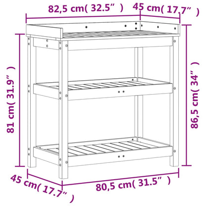 Pflanztisch mit Ablagen 82,5x45x86,5 cm Massivholz Kiefer