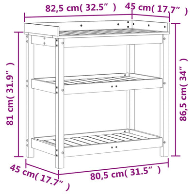 Pflanztisch mit Ablagen 82,5x45x86,5 cm Massivholz Kiefer