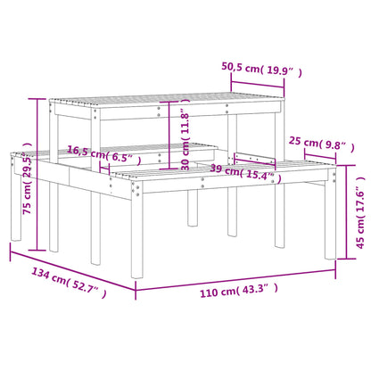 Picknicktisch 110x134x75 cm Massivholz Douglasie