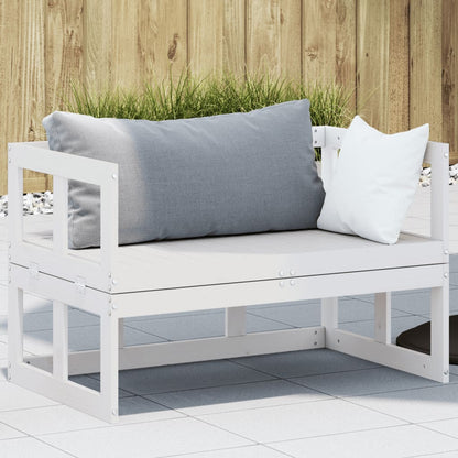 2-in-1 Gartensofa Verlängerbar Weiß Massivholz Kiefer