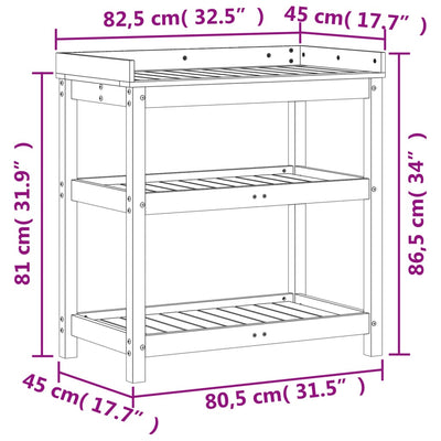 Pflanztisch mit Ablagen Braun 82,5x45x86,5 cm Massivholz Kiefer