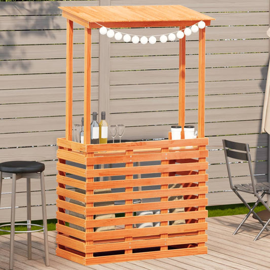 Gartenbar mit Dach Braun 112,5x57x195,5 cm Massivholz Kiefer