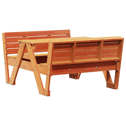 Picknicktisch für Kinder Wachsbraun 88x122x58 cm Massivholz