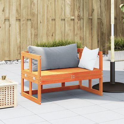 2-in-1 Gartensofa Verlängerbar Wachsbraun Massivholz Kiefer