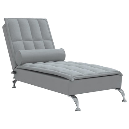 Massage-Chaiselongue mit Nackenrolle Hellgrau Stoff