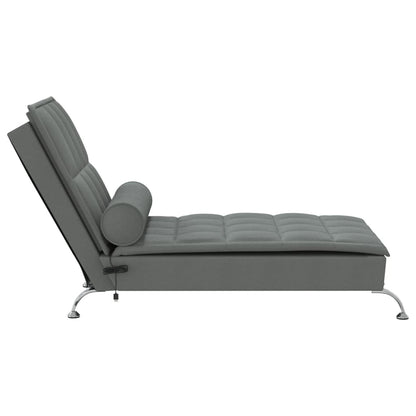 Massage-Chaiselongue mit Nackenrolle Dunkelgrau Stoff