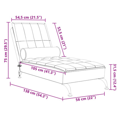 Massage-Chaiselongue mit Nackenrolle Dunkelgrau Stoff