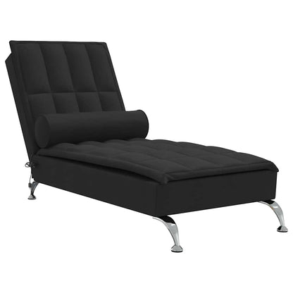 Massage-Chaiselongue mit Nackenrolle Schwarz Stoff