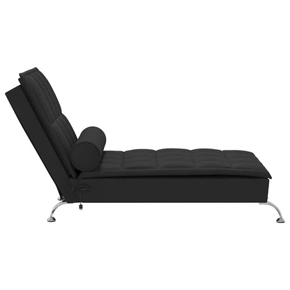 Massage-Chaiselongue mit Nackenrolle Schwarz Stoff