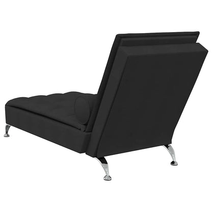 Massage-Chaiselongue mit Nackenrolle Schwarz Stoff