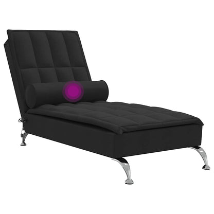 Massage-Chaiselongue mit Nackenrolle Schwarz Stoff