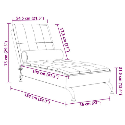 Massage-Chaiselongue mit Nackenrolle Schwarz Stoff