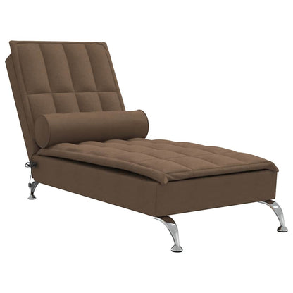 Massage-Chaiselongue mit Nackenrolle Braun Stoff