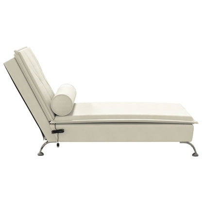 Massage-Chaiselongue mit Nackenrolle Creme Samt