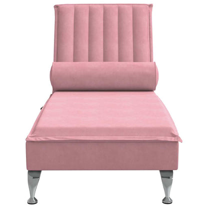 Massage-Chaiselongue mit Nackenrolle Rosa Samt