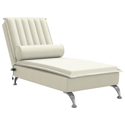 Massage-Chaiselongue mit Nackenrolle Creme Samt