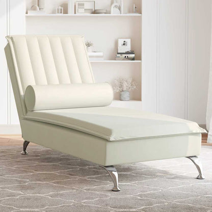 Massage-Chaiselongue mit Nackenrolle Creme Samt