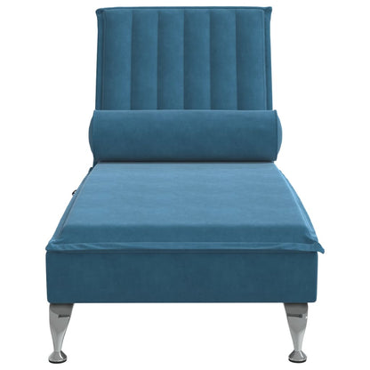 Massage-Chaiselongue mit Nackenrolle Blau Samt