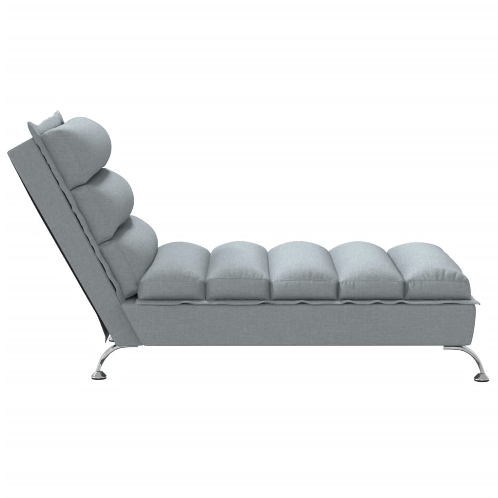 Chaiselongue mit Kissen Hellgrau Stoff