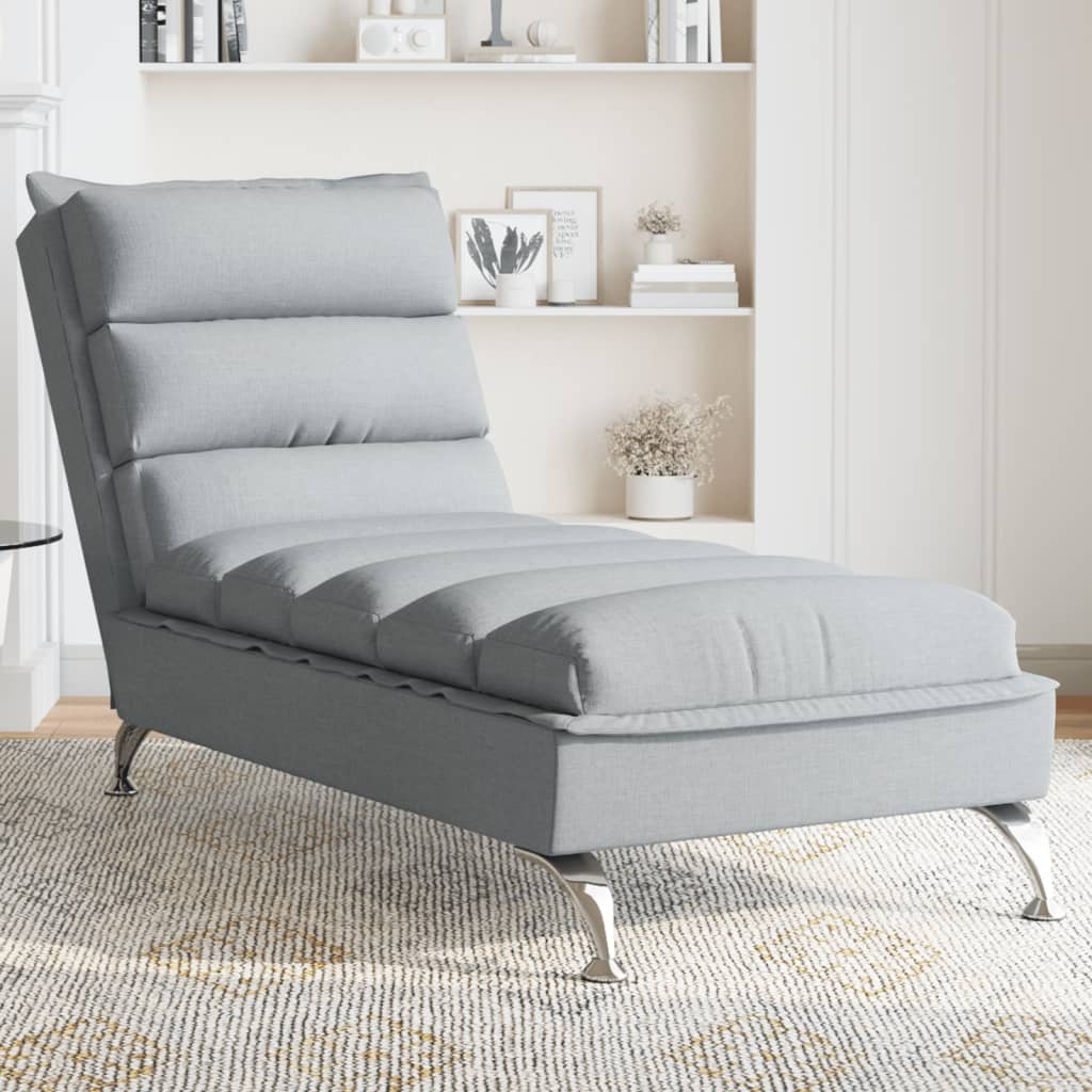 Chaiselongue mit Kissen Hellgrau Stoff