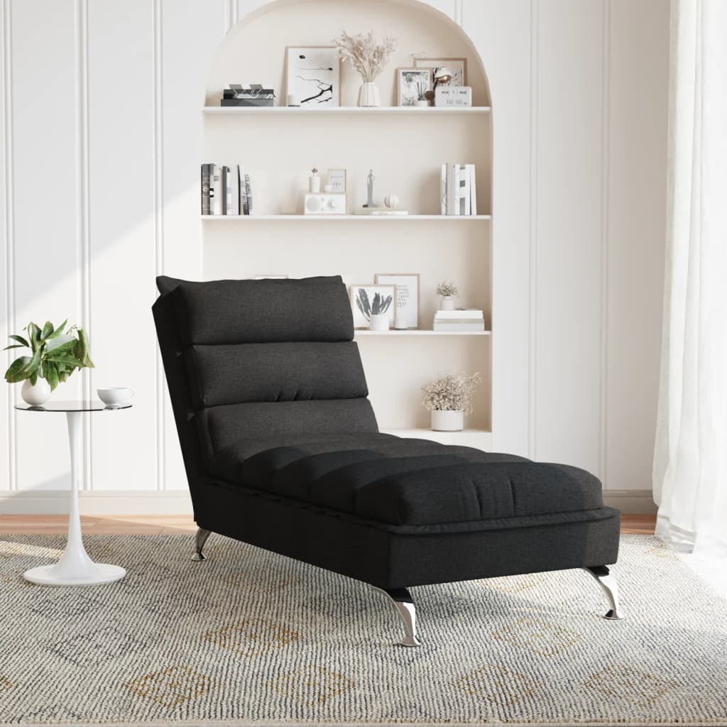 Chaiselongue mit Kissen Schwarz Stoff