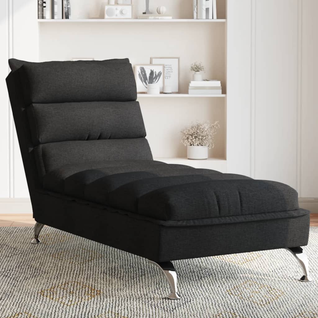 Chaiselongue mit Kissen Schwarz Stoff