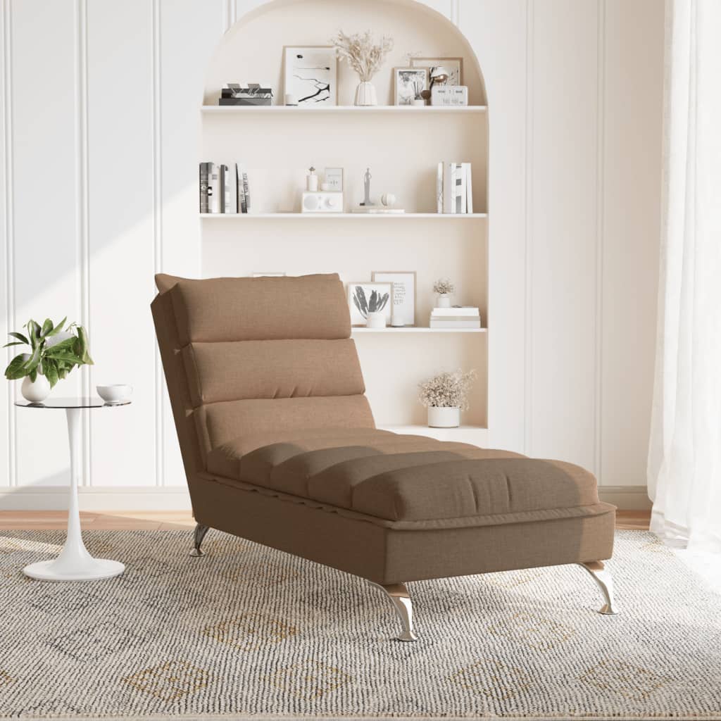 Chaiselongue mit Kissen Braun Stoff