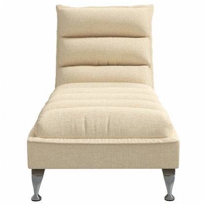 Chaiselongue mit Kissen Creme Stoff