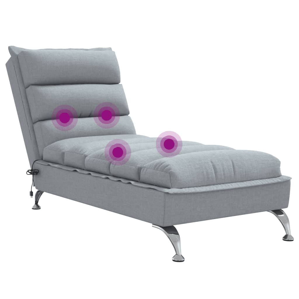 Massage-Chaiselongue mit Kissen Hellgrau Stoff