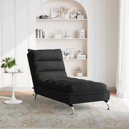 Massage-Chaiselongue mit Kissen Schwarz Stoff