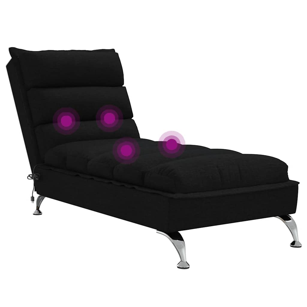 Massage-Chaiselongue mit Kissen Schwarz Stoff