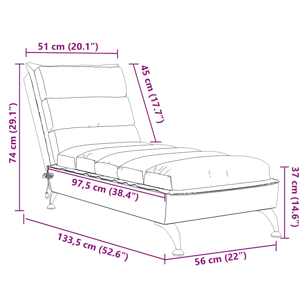 Massage-Chaiselongue mit Kissen Schwarz Stoff