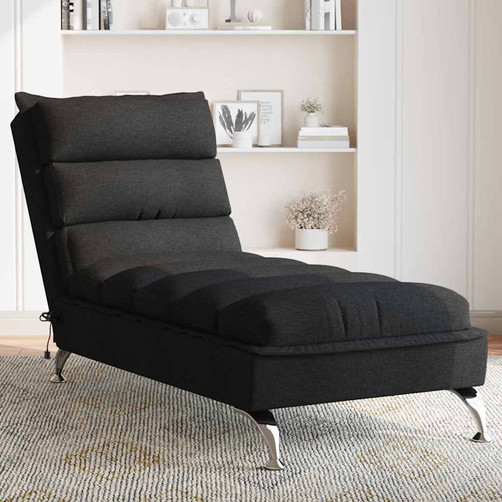 Massage-Chaiselongue mit Kissen Schwarz Stoff