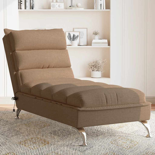 Massage-Chaiselongue mit Kissen Braun Stoff