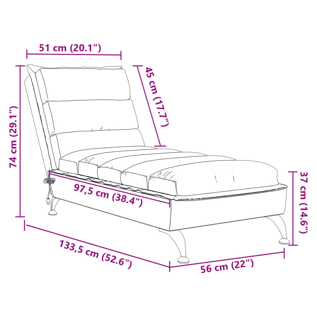 Massage-Chaiselongue mit Kissen Taupe Stoff