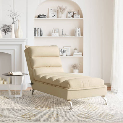 Massage-Chaiselongue mit Kissen Creme Stoff