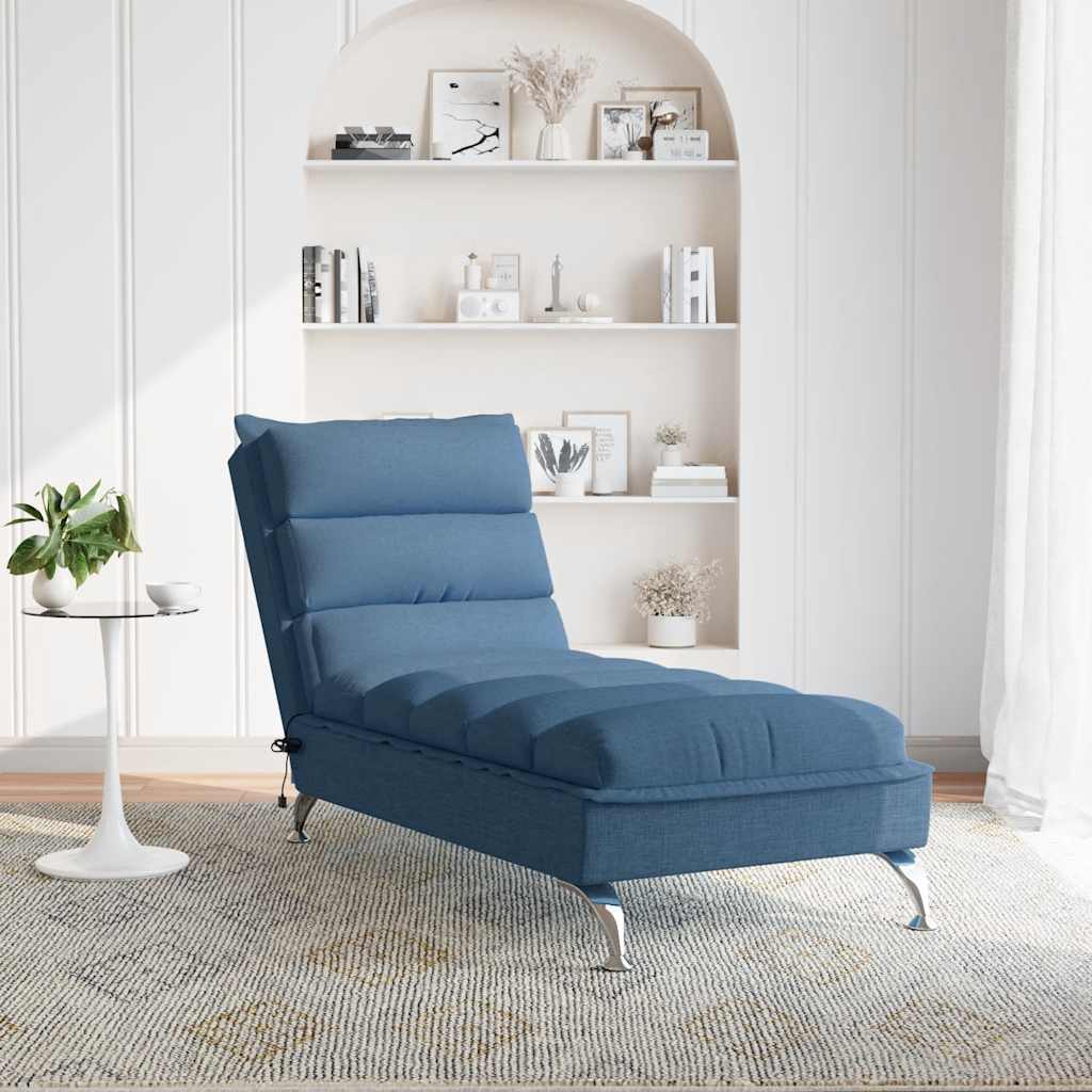 Massage-Chaiselongue mit Kissen Blau Stoff