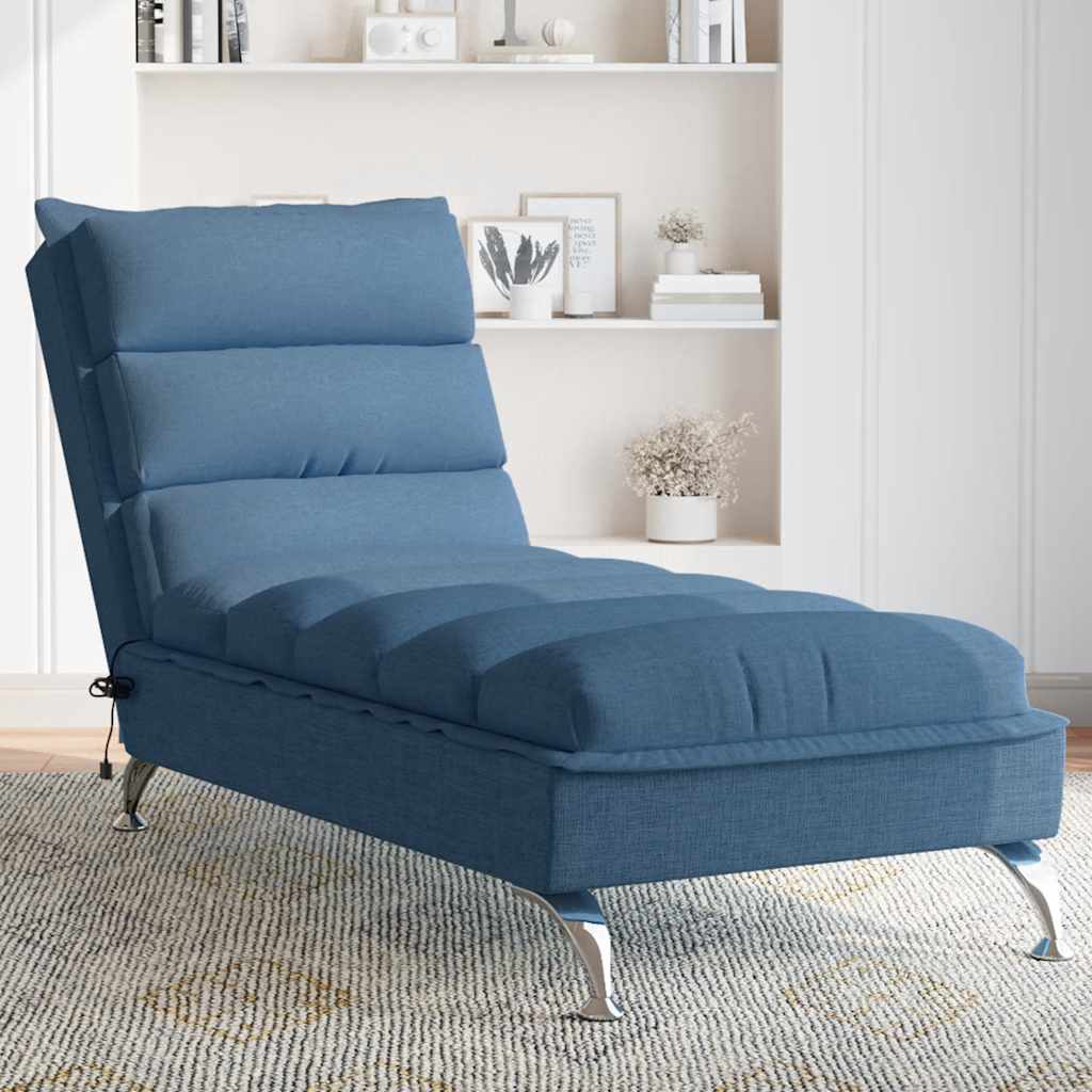 Massage-Chaiselongue mit Kissen Blau Stoff