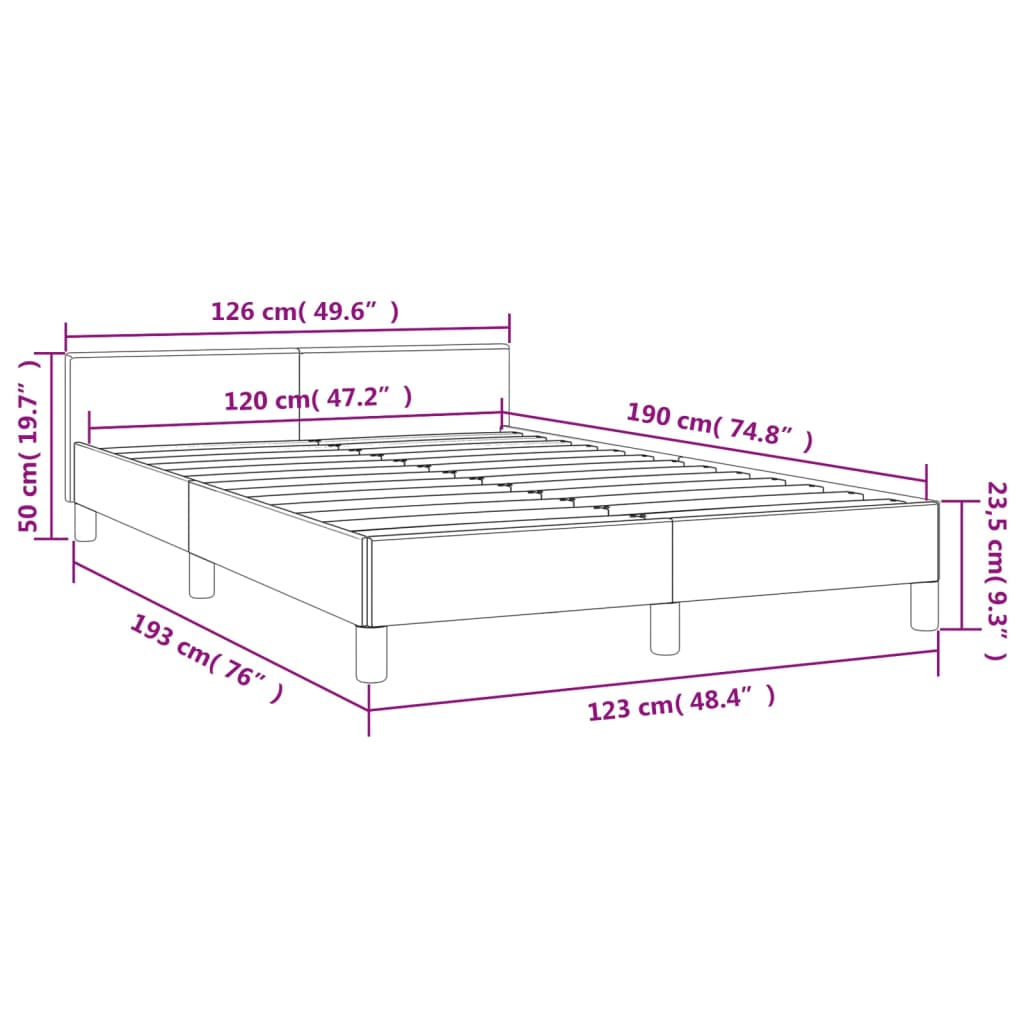 Bettgestell mit Kopfteil Dunkelgrau 120x190 cm Stoff