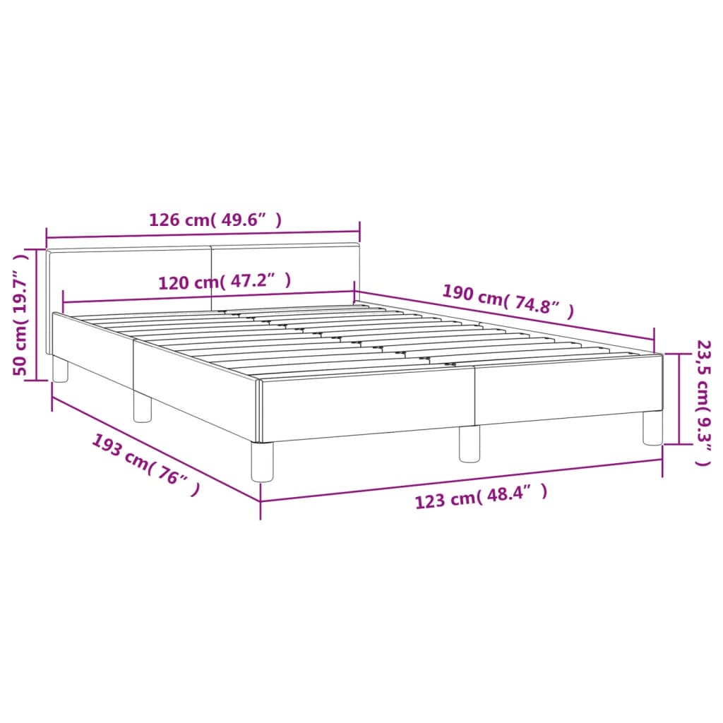 Bettgestell mit Kopfteil Schwarz 120x190 cm Stoff