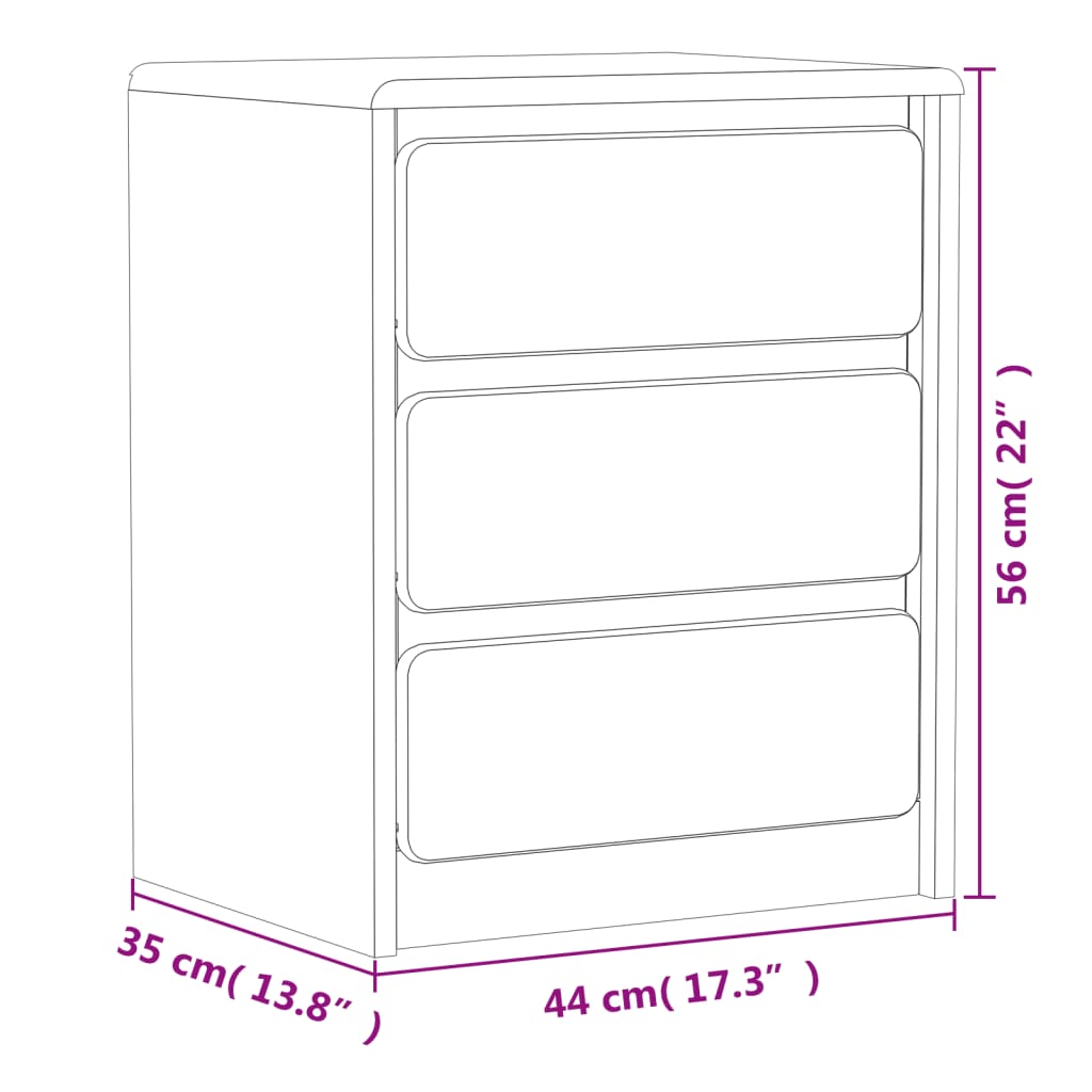 Nachtschrank SAUDA Eiche-Optik 44x35x56 cm Massivholz Kiefer