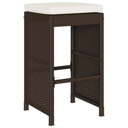 Garten-Barhocker mit Kissen 2 Stk. Braun Poly Rattan