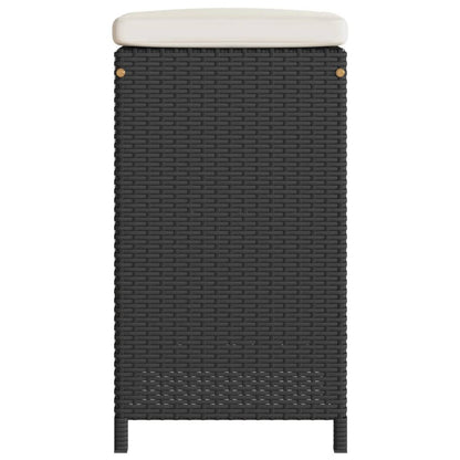 Garten-Barhocker mit Kissen 4 Stk. Schwarz Poly Rattan