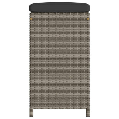 Garten-Barhocker mit Kissen 4 Stk. Grau Poly Rattan