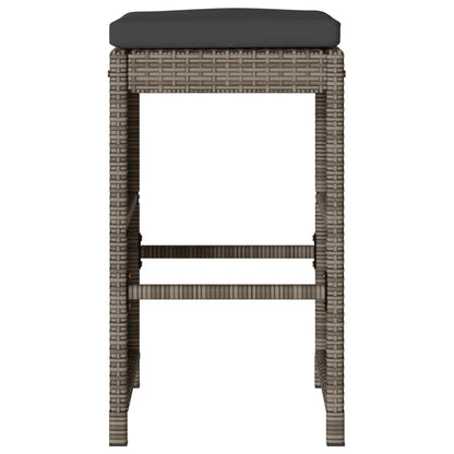 Garten-Barhocker mit Kissen 6 Stk. Grau Poly Rattan