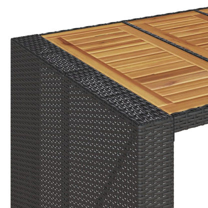 Garten-Bartisch mit Holzplatte Schwarz 105x80x110 cm Polyrattan